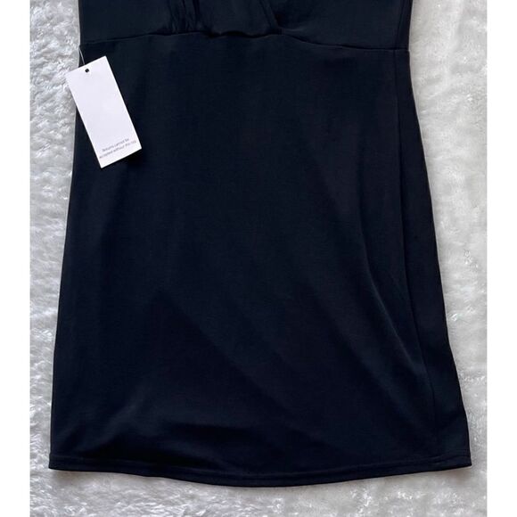 NWT Tobi Queen Elizabeth Asymmetrical Wrap Mini Dress in Black, Size Small - Picture 16 of 16